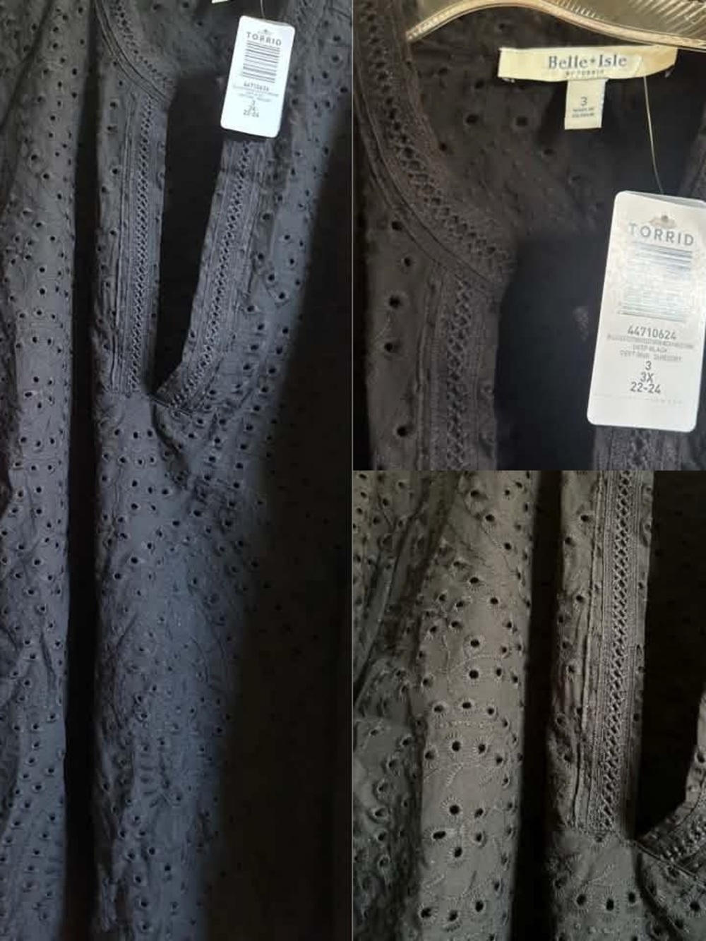 torrid Black Eyelet Split-Neck Tunic